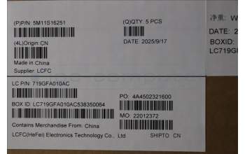 Lenovo 5M11S16251 MECH_ASM BL KB BK POR LTN