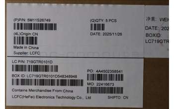 Lenovo 5M11S26749 MECH_ASM FRU KBD WC ARA (CHY)US BK