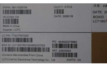 Lenovo 5M11S26754 MECH_ASM FRU KBD WC DEN (SRX)UK BK