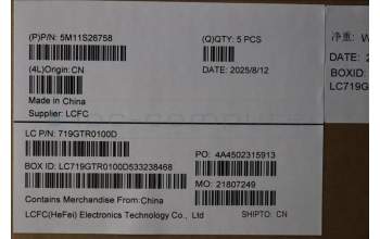 Lenovo 5M11S26758 MECH_ASM FRU KBD WC FRA (SRX)UK BK