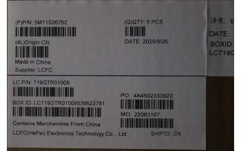 Lenovo 5M11S26762 MECH_ASM FRU KBD WC GRE (SRX)US BK