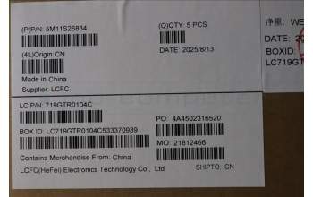 Lenovo 5M11S26834 MECH_ASM FRU KBD WC BEL BL(SRX)UK BK