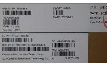 Lenovo 5M11S26853 MECH_ASM FRU KBD WC GRE BL(LTN)US BK