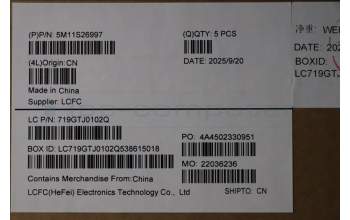 Lenovo 5M11S26997 MECH_ASM FRU KBD CCV NOR(Primax)UK BK