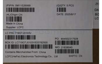 Lenovo 5M11S26999 MECH_ASM FRU KBD CCV POR(Primax)UK BK