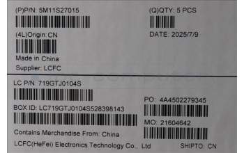 Lenovo 5M11S27015 MECH_ASM FRU KBD CCV UKE(Primax)UK BK