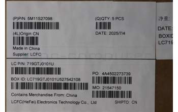 Lenovo 5M11S27098 MECH_ASM FRU KB CCV SWS BL(Liteon)UK BK