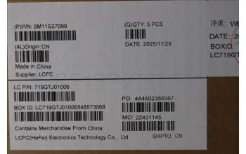 Lenovo 5M11S27099 MECH_ASM FRU KB CCV SWS BL(Primax)UK BK