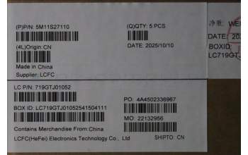 Lenovo 5M11S27110 MECH_ASM FRU KB CCV ILD BL(Liteon)UK BK