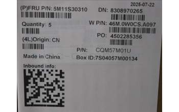 Lenovo 5M11S30310 MECH_ASM FRU MEASMGR-UK-C NBL-BK-CHY-SWS