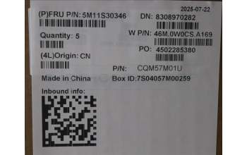 Lenovo 5M11S30346 C-Cover with keyboard, French, Luna Grey, Backlight, No World Face Camera, Heat Staking, US