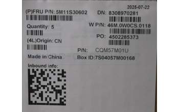 Lenovo 5M11S30602 MECH_ASM FRUMEAS US-C YBLBK-CHY-EURO ENG