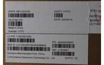 Lenovo 5M11S33793 MECH_ASM FRU BL KB BK ENG SRX