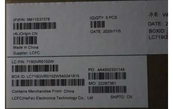 Lenovo 5M11S37378 MECH_ASM FRU BL KB BK SPA SRX