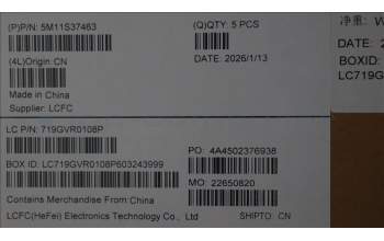 Lenovo 5M11S37463 MECH_ASM FRU BL KB BK UKE CHY