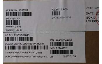 Lenovo 5M11S38139 MECH_ASM BL KB BK MG WW ILD LTN