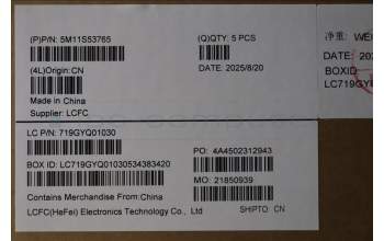 Lenovo 5M11S53765 MECH_ASM FRU KBD W/C FRA BL(SRX)UK BK