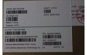 Lenovo 5M11S53789 MECH_ASM FRU KBD W/C NOR BL(SRX)UK BK