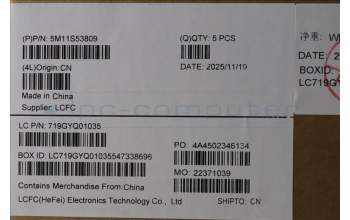 Lenovo 5M11S53809 MECH_ASM FRU KBD W/C SWEFIN BL(SRX)UK BK