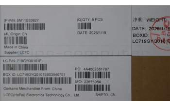 Lenovo 5M11S53827 MECH_ASM FRU KBDW/C EUROENG BL(CHY)US BK