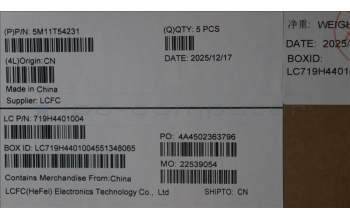 Lenovo 5M11T54231 MECH_ASM BL KB BK CZE/SLK SRX