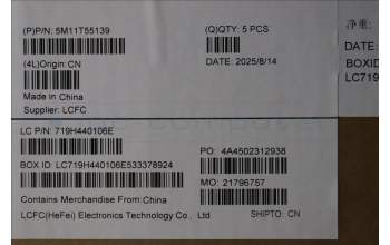 Lenovo 5M11T55139 MECH_ASM BL KB BK SC GER SRX