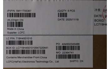 Lenovo 5M11T55367 MECH_ASM BL KB NP BK WW DEN PMX