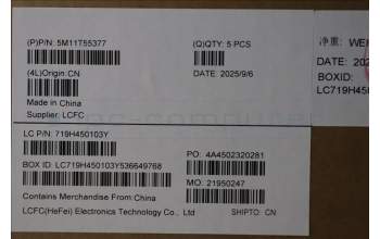 Lenovo 5M11T55377 MECH_ASM BL KB NP BK WW EURO ENG LTN