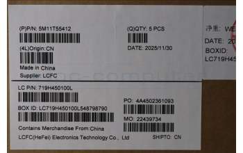 Lenovo 5M11T55412 MECH_ASM BL KB NP BK WW NOR PMX