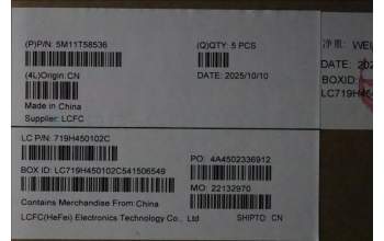 Lenovo 5M11T58536 MECH_ASM BL KB NP BK WW SWS PMX