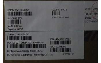 Lenovo 5M11T58892 MECH_ASM BKLT KB NP BK UKE LTN