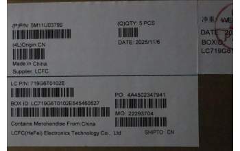 Lenovo 5M11U03799 MECH_ASM GRP_KBD_BZL_EUROENG_WL_BKWH_DFN