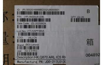 Lenovo 5M20U51236 MECHANICAL HK,B860 ARL IC5 RIO