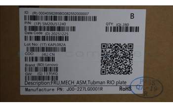 Lenovo 5M20U51240 MECHANICAL FRU,MECH_ASM,Tubman RIO plate