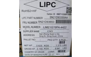 Lenovo 5N21D93653 NB_KYB CS22 NM TOP,BK-NBL,CHY,BRL