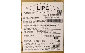 Lenovo 5N21D93657 NB_KYB CS22 NM TOP,BK-NBL,CHY,DEN