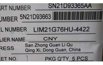 Lenovo 5N21D93663 NB_KYB CS22 NM TOP,BK-NBL,CHY,HUN