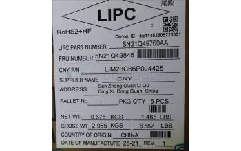 Lenovo 5N21Q49845 NB_KYB 5C6TT5SB-BK-CHY-POR