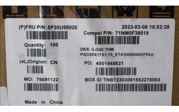 Lenovo 5P20U95020 PAD M.2 2280 G3 SSD Thermal Pad