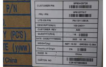 Lenovo 5P51D77317 PWR_SUPPLY FRU TFX 310W 92% PSU