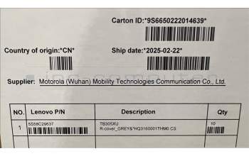 Lenovo 5S58C29637 TB305XU R-cover_GREY&*HQ3160001THM0 CS