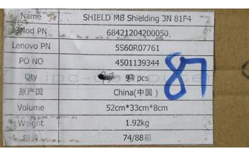 Lenovo 5S60R07761 SHIELD MB Shielding 3N 81F4