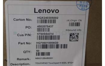 Lenovo 5T60S94314 TOUCHPAD Touchpad H 83DL STGY
