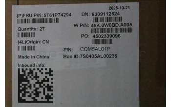 Lenovo 5T61P74294 TOUCHPAD CS25_CP,GLMLR,GR,NFC,CHY,EL