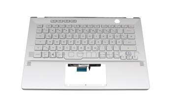 6037B0208613 teclado incl. topcase original Asus DE (alemán) plateado/plateado con retroiluminacion