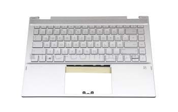 60701B1745003 teclado incl. topcase original HP DE (alemán) plateado/plateado con retroiluminacion
