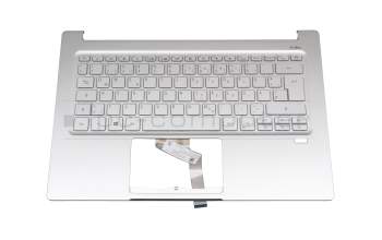 6B.A0MN2.014 teclado incl. topcase original Acer DE (alemán) plateado/plateado con retroiluminacion