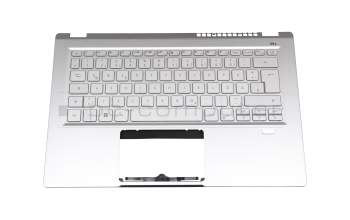6B.ABLN2.014 teclado incl. topcase original Acer DE (alemán) plateado/plateado con retroiluminacion