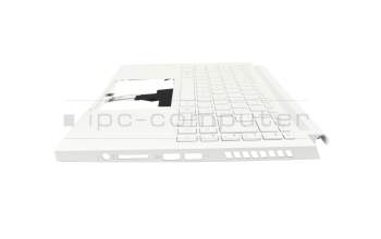 6B.C5HN7.011 teclado incl. topcase original Acer DE (alemán) blanco/blanco con retroiluminacion (con compartimento para bolígrafos)