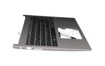 6B.H1MN5.016 teclado incl. topcase original Acer DE (alemán) negro/plateado con retroiluminacion